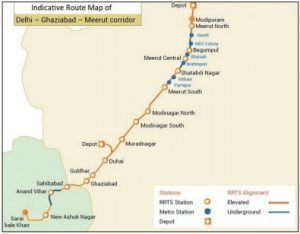 Delhi Meerut RRTS Route Map
