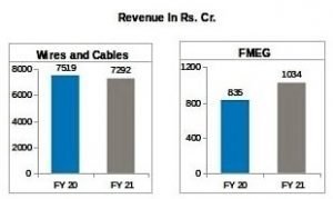 Polycabs Segment-Wise Revenue comparison FY20 v/s FY21