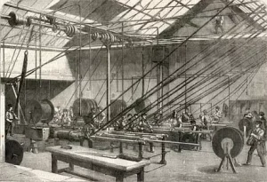 Covering Atlantic Cable wire with gutta percha - at the Gutta Percha Company’s works-min